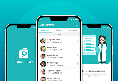 Patient Diary - Appointment Management App UI 3d animation branding design figma graphic design illustration logo motion graphics ui vector