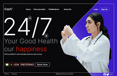 A landing page for a online medical support branding product design ux product