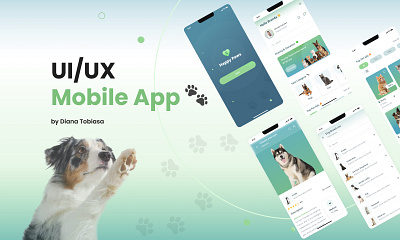 Mobile App - HappyPaws animals app birds cats design designer dogs mobile mobile app pet pets portfolio ui ux