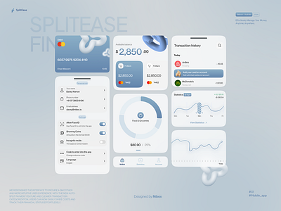 SplitEase - Fintech App💎 blue gradient classy component figma finance financial app modern product product design splitease ui ux visual visual design white