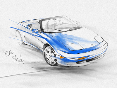 Lotus Elan - Study adobe cardesign drawing illustration lotus pencil