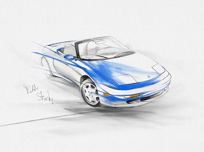 Lotus Elan - Study adobe cardesign drawing illustration lotus pencil