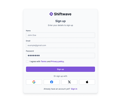 Clean Sign-Up Page UI with Social Sign-Up Options authentication autolayout ctabuttons design figmadesign responsivedesign signup uidesign uxdesign