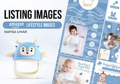 Premium Baby Teether || Amazon Listing InfoGraphics amazon amazon listing infographics amazon product branding design enhance brand content image editing