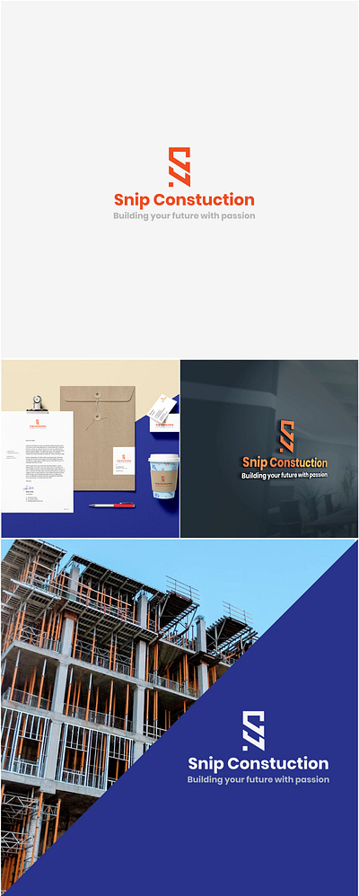 SNIP CONSTRUCTION LOGO brand identity branding construction home house logo logo design real estate real estate logo