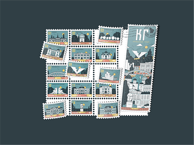 Kragujevac Postmark branding building city design graphic design icon icon set illustration kragujevac landmark landscape location logo monuments post postmark stamp travel typo vector