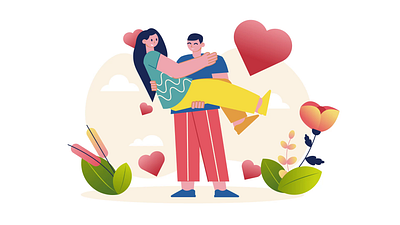 Girlfriend On His Hands 2D Animation 2d affection animation boyfriend and girlfriend carrying girlfriend couple date dating flat flowers hearts holding hands illustration love love story lovers motion relationship romantic роман