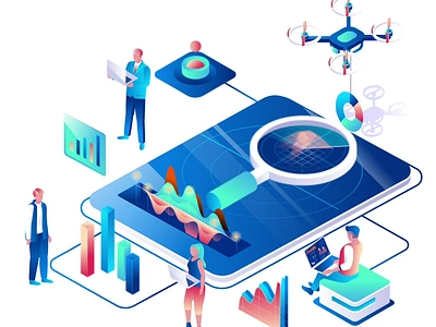 Analyze Infographics 2D Isometric Animation 2d animation big data business analytics dashboard data analysis data flow data visualization digital strategy drone financial charts flat futuristic design illustration infographics isometric magnifying glass market research motion teamwork