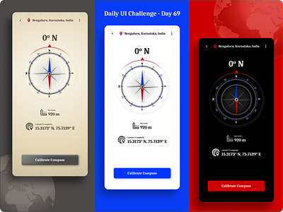 Daily UI Challenge #69 - A compass interface with calibration daily ui challenge design hype 4 academy square.one ui ux ux design