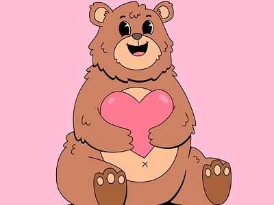 Bear with love animal bear branding brown cartoon character colorful cute design graphic design heart illustration kawaii logo love teddy ui