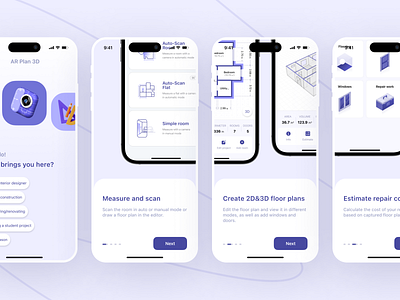 AR Plan Onboarding app design home measure mobile mobile app onboarding plan room room measure scan ui