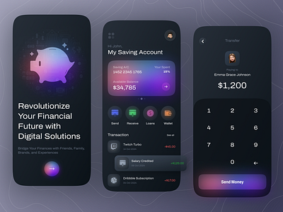 FinEase - Mobile Banking App app design banking app design finance app finease home screen mobile banking mobile banking app money transfer app ui ui design uiux