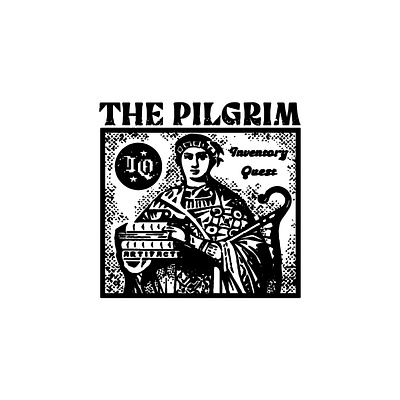 The Pilgrim alchemist apparel artifact bazaar fantasy apparel gaming gaming gear graphic characters halftones npc pilgrim quest retro texture rpg rpg design shepherd t shirt design texture design video games vintage texture