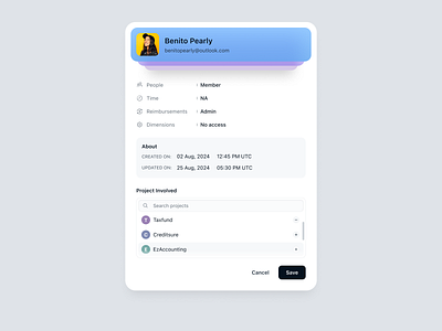 Profile Summary Card account card clean component creative dashboard product design profile profile card project saas settings stead ui uiux user ux web webapp website