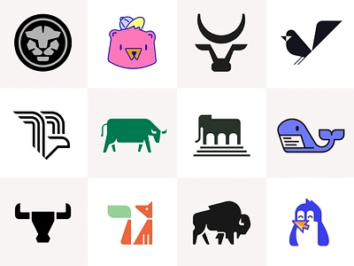 Logo Roundup - Animals 06 animal bear bird bison brand bull collection elephant fox inspiration life logo pantera penguin planet roundup symbol volume whale