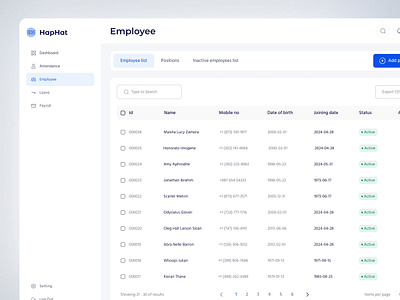 Employee - HR Management Dashboard dashboard employee management hr dashboard hr management hr software table