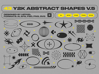 Y2K Abstract Retro Shapes V.5 80s 90s abstract cyberpunk details elements future hud icon modern retro shapes stars vintage y2k