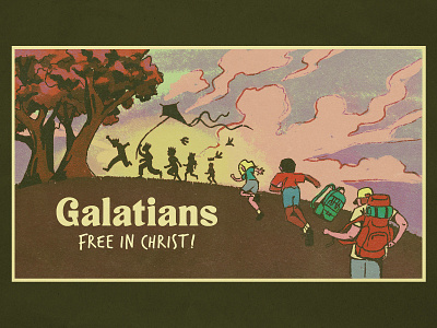 Galatians - Free in Christ! bible child children christ church design freedom galatians god handmade illustration jesus kid kids lettering texture tree type typography