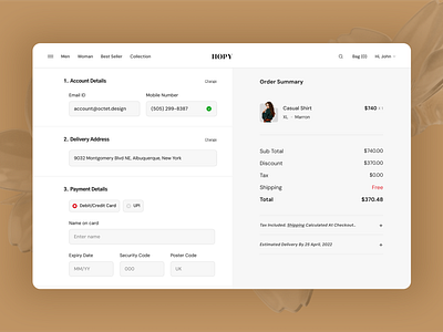 E-commerce, Checkout Page, Online Store checkout clothing credit card design ecommerce ecommerce website fashion marketplace online shop online store order order summary payment ui design ui ux ux design web design webpage website design website ui