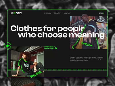 MENSY — Clothing Brand Concept atmospheric boldvisuals clothingbrand conceptdesign creativedesign design experientialdesign fashionbrand firstscreen interactiondesign neoncolors ui uiux uxdesign uxui web design webdesign webdevelopment webflow