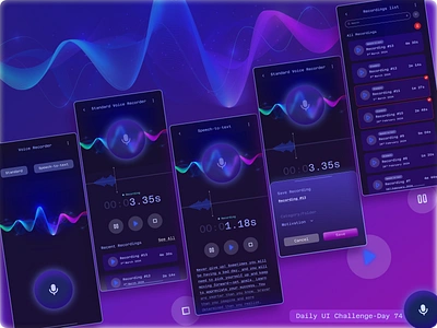 Daily UI Challenge #74 - Design a sound recorder app .one daily ui challenge design hype 4 academy ui ux ux design