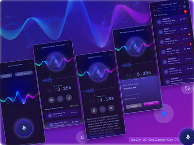 Daily UI Challenge #74 - Design a sound recorder app .one daily ui challenge design hype 4 academy ui ux ux design