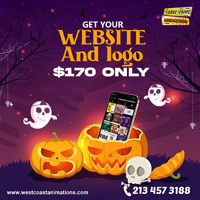 Halloween Special Offer: Website + Logo Design for Just $170! branding design free logo graphic design halloween icon identity illustration logo ui ux vector website