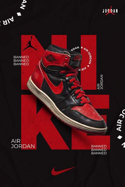 Banned Legacy: Air Jordan x Nike adobe adobe photoshop artist design designer graphic design graphic designer poster design social media design social media post design