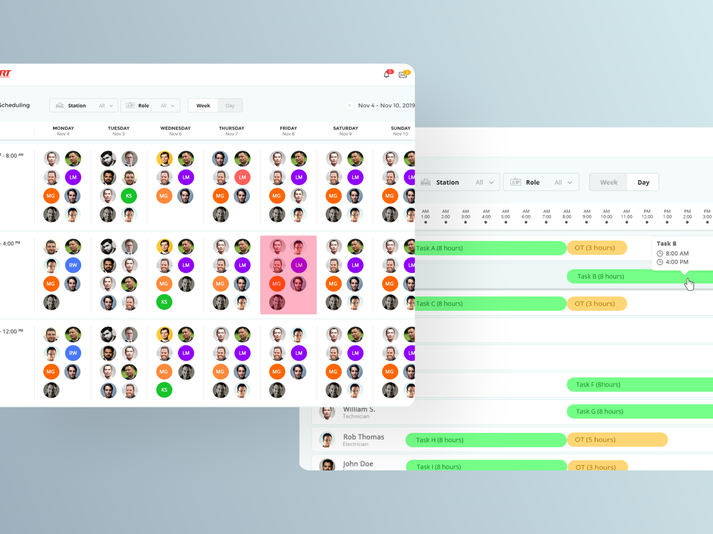 Web application proposal for SMRT in Singapore prototyping roster managing task scheduling ui ux web application wire framing