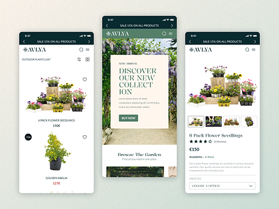 Avlya shop branding design e commerce gardening product design shop ui ux