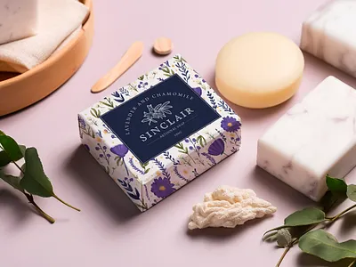 Sinclair box branding cosmetics illustration label design packaging packaging design pattern design pattern repeat soap surface pattern