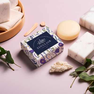 Sinclair box branding cosmetics illustration label design packaging packaging design pattern design pattern repeat soap surface pattern