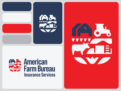 Farm Insurance Logo barn cow farm farmer flag food grain graphic design guard icon identity design insurance logo design logos nature patriotic protection shield tractor usa