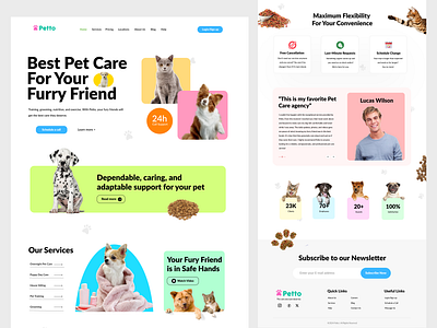 Petto - Pet Care Website Design cat cats design dog dogs pet care pet care web design pet care website design pets puppy web web design website website design