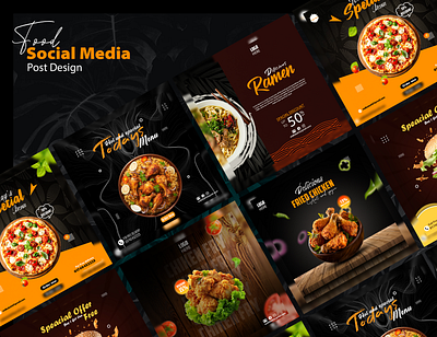 Food social media post design. food banner graphic design poster social media