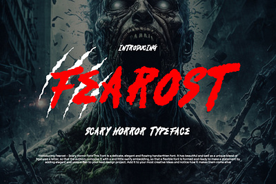 Fearost – Scary Horror Font 2024 blood brush cinema dark halloween handwritten horror movie new october pumpkin scary script textured typeface typography vintage