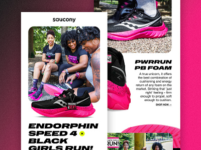 Saucony | Email Design | Black Girls Run Collab digital ecommerce email marketing minimal product shoe web