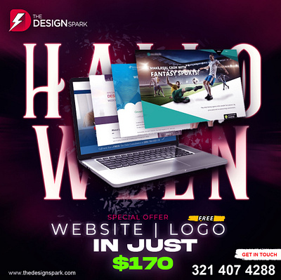 Website + FREE Logo Design apparel branding design energy free logo graphic design halloween halloween 2024 illustration logo merch ui vector