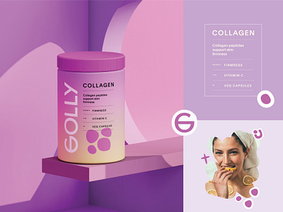 Golly Supplement Branding and Packaging Design 3d animation branding collagen design emblem graphic design gummies illustration label logo logotype motion graphics nutrition packaging packaging design supplement ui vitamin web