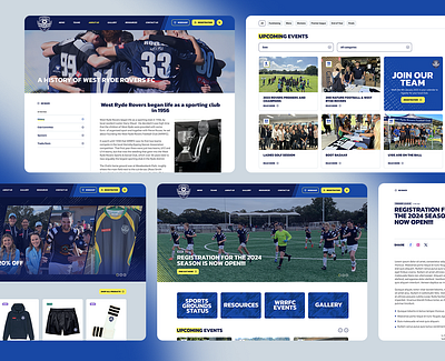 Sports clubs blue design interface mobile responsive ui web web design