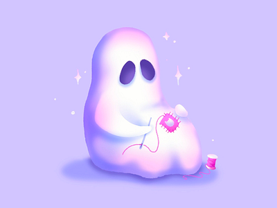 Crafts character cute design doodle ghost gradient graphic design halloween illustration inktober pastel purple spooky texture