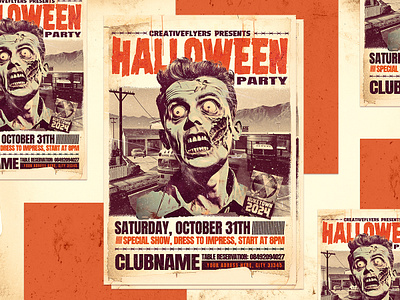 1950s Halloween Poster (Vintage Design) 1950s black ops creative creativeflyer creativeflyers flyers graphic design halloween nuketown nuketown 2025 photoshop poster posters psd flyer retro poster vintage zombie zombie party zombies