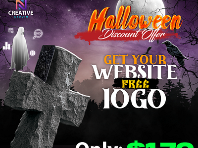 Get a Professional Website + FREE Custom Logo branding brochures design free logo graphic design halloween illustration logo typography ui ux vector website