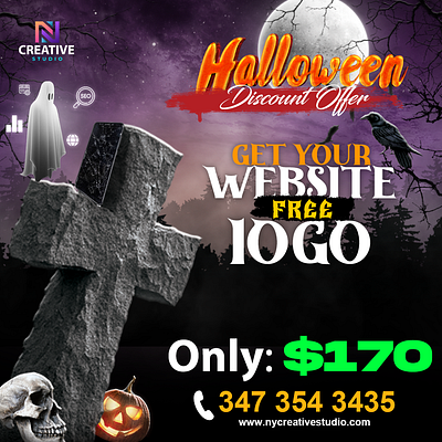 Get a Professional Website + FREE Custom Logo branding brochures design free logo graphic design halloween illustration logo typography ui ux vector website