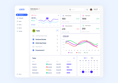 HR Management Dashboard - Employee management System admin panel attendance system business dashboard dashboard design data visualization employee analytics employee management employee tracking hr dashboard performance management staff management team management user interface uxui design workforce management