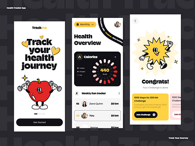 Trackme - Health Tracker App health health app health mobile app health tracker health tracker app healthcare illustration medical care mobile app mobile design tracker app ui ui app ui design ux