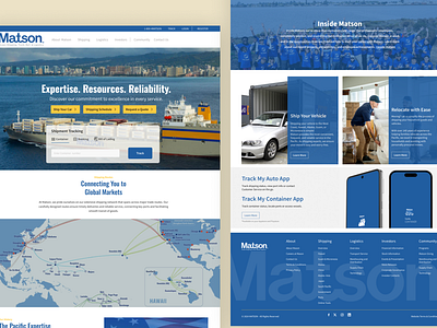 MATSON Inc Web Page Redesign landingpage logistics matson shipping ui user experience user interface