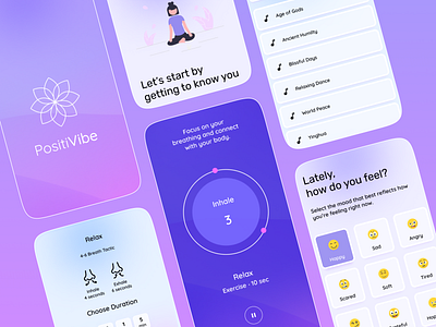 PositiVibe Mobile App / UX/UI Redesign affirmation app figma figma design meditation app minimalist app design mobile app motivation app ui design ux design ux ui ux ui design yoga app