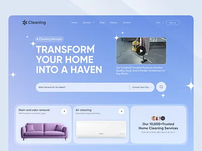 Home cleaning 🧼 website design branding clean cleaning creative design landingpage minimal product ui ux web website webui