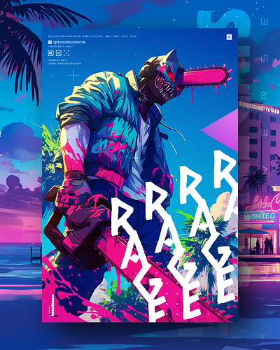 RRRAGE ai branding cat daliy design illustration poster print